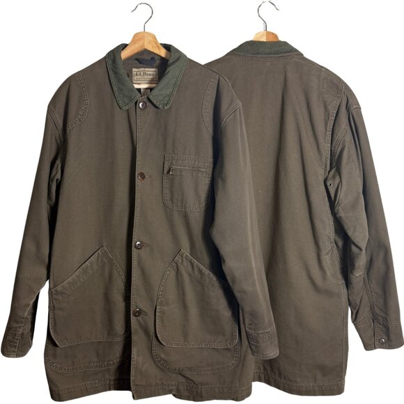 Vintage L.L. Bean Chore Coat Barn Jacket Men's Medium Tall Brown Fleece Lined - Picture 1 of 15